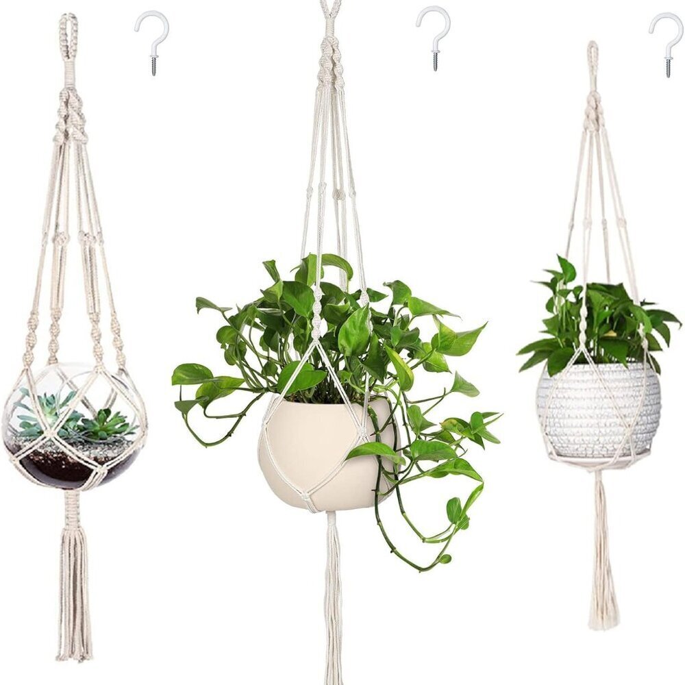 3 Pack Macrame Plant Hanger Indoor Hanging Planter for Plants Holder with 3 Hook